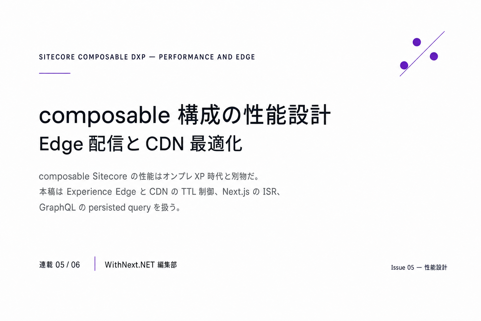 【Sitecore 連載 第5回】composable 構成の性能設計 — Edge 配信と CDN 最適化