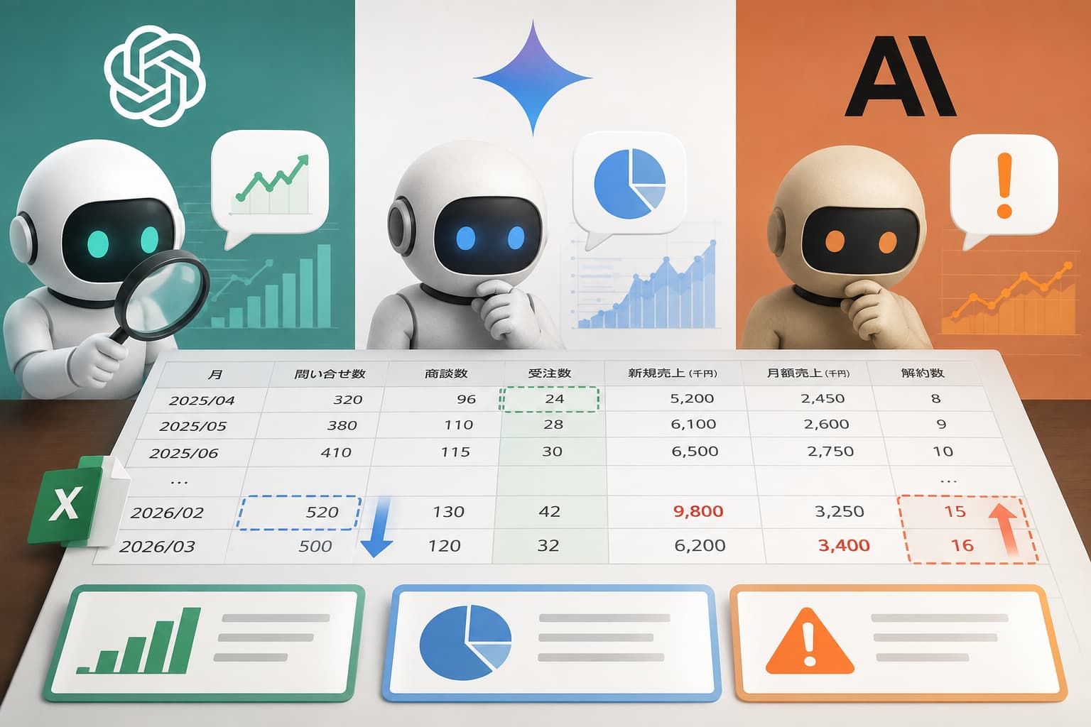 ChatGPT vs Gemini vs Claude|同じExcelを分析させてみたら、注目する数字も改善案も違った